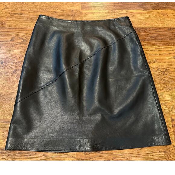 Anonymous John Carlisle Women's Lamb Leather Mini Skirt Black Sz 6 Edgy Fashion - Picture 2 of 8